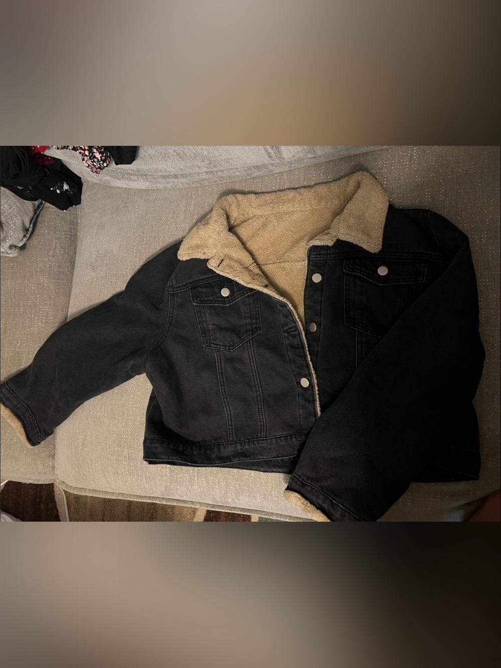 Black Sherpa-Lined Denim Jacket - Cozy Lined Trucker